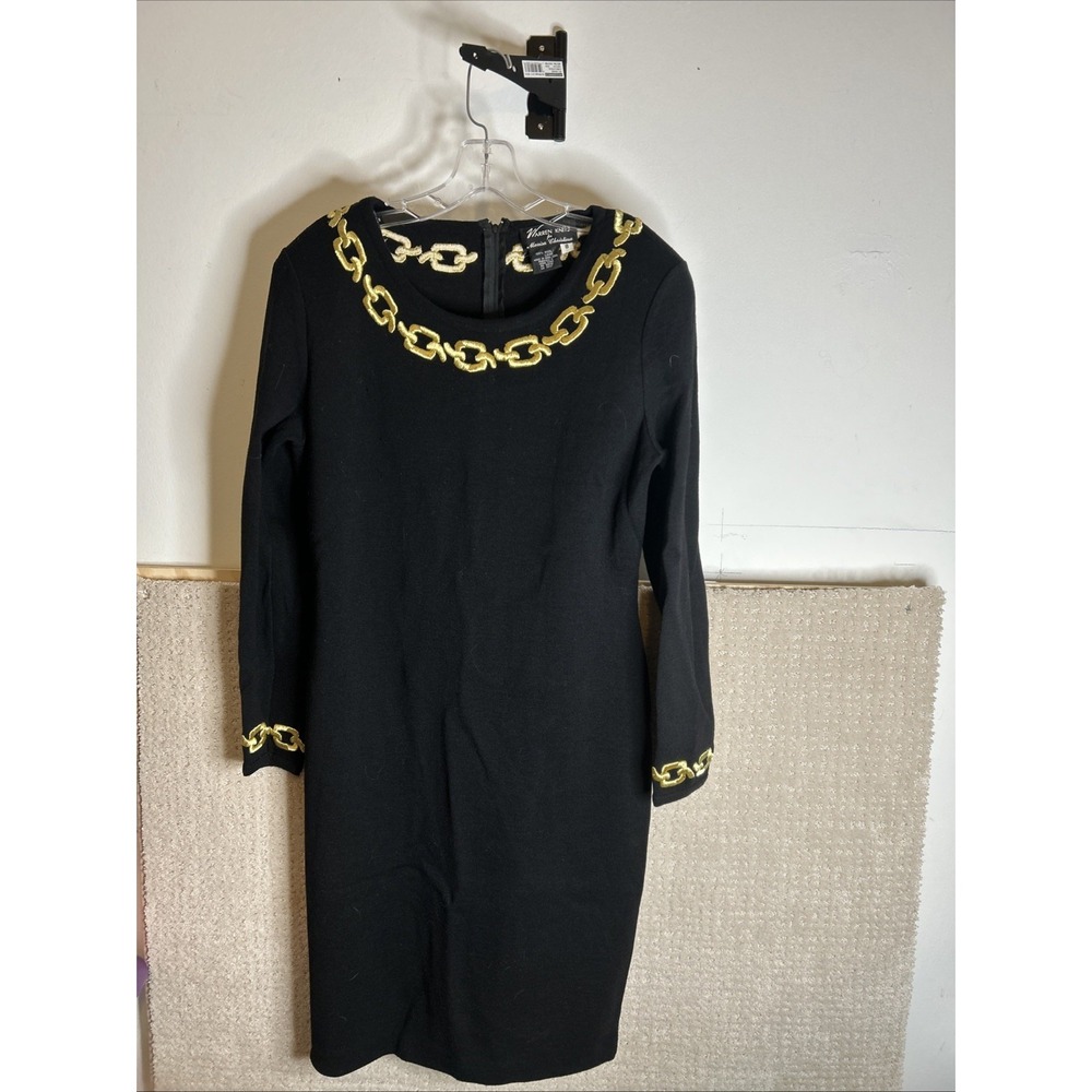 Vintage 80s Warren Knits x Marisa Christina‎ Womens 8 Glam Sweater Dress Wool